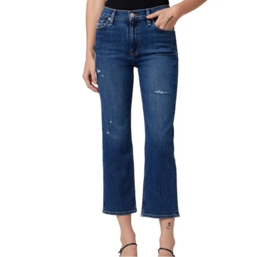 HUDSON Remi High Rise, Cropped, Straight Leg Jean, Quince Blue, Size 32